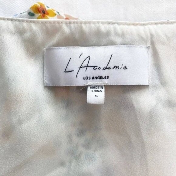 L'ACADEMIE WHITE BLUE ORANGE FLORAL BUTTON FRONT FLUTTER MAXI BOHEMIAN DRESS - S - Picture 5 of 7